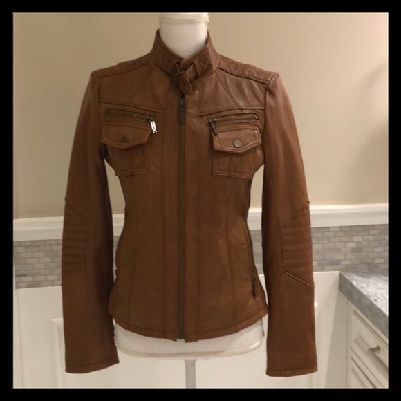 Michael Kors Lambskin Leather Motorcycle Jacket - Picture 5 of 6